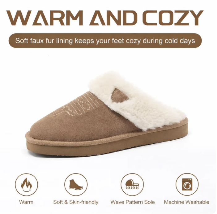 Cozy Western Faux Fur Slippers