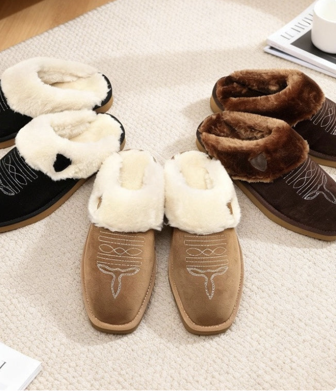Cozy Western Faux Fur Slippers